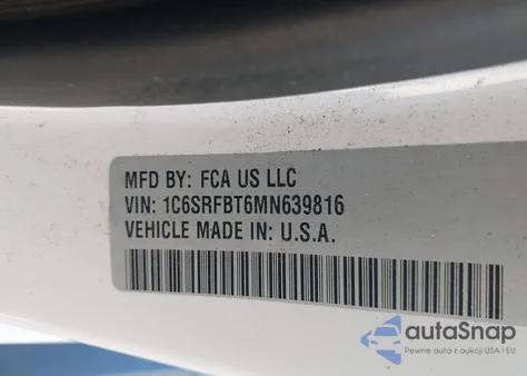 2021 Ram 1500 Big Horn 4X4 6'4 Box z USA, uszkodzony, nr VIN 1C6SRFBT6MN639816